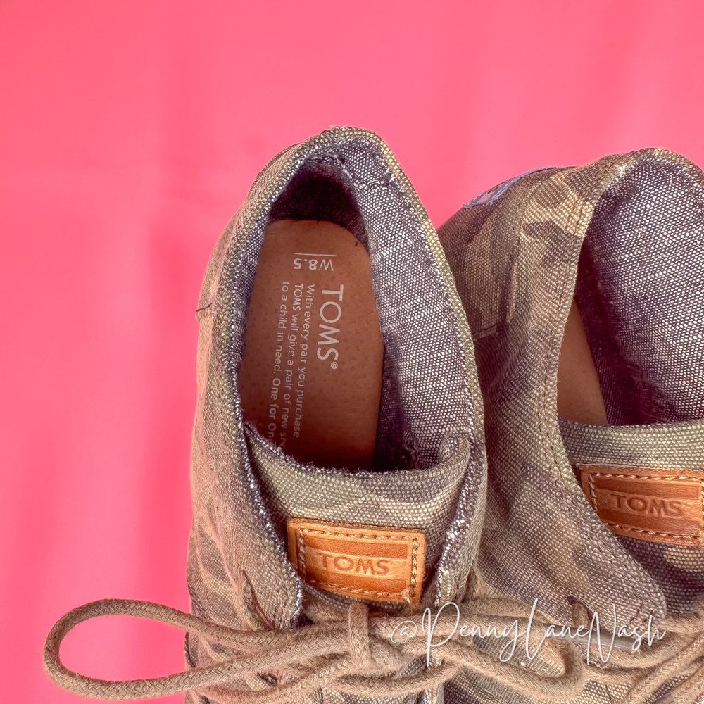 Toms Washed Camo Canvas Desert Wedge Ankle Bootie Size 8.5 - Picture 10 of 10